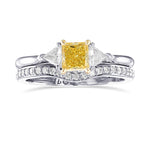 Fancy Intense Yellow Princess & Triangle Diamond Wedding Ring Set