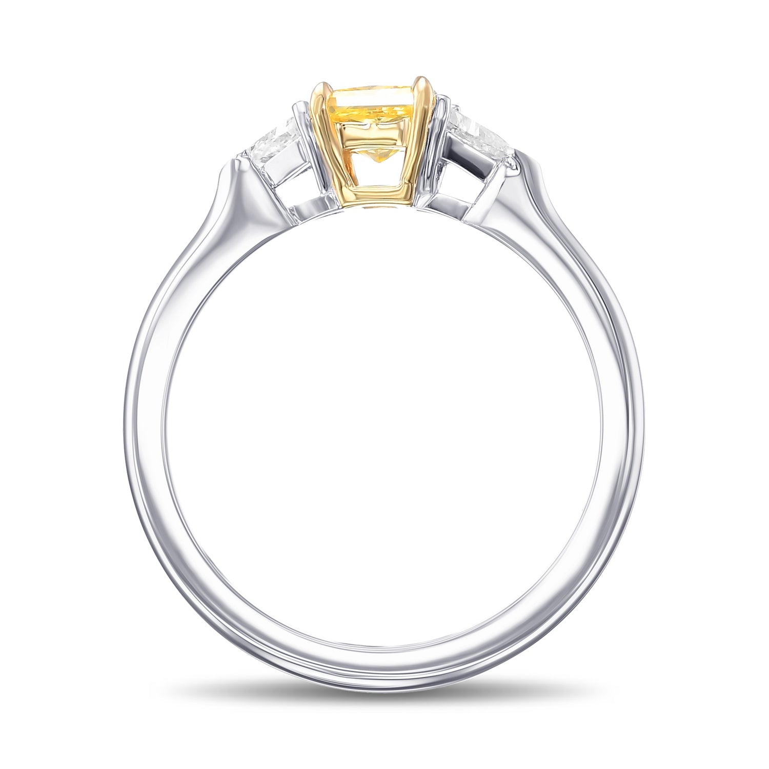 Fancy Intense Yellow Princess & Triangle Diamond Wedding Ring Set
