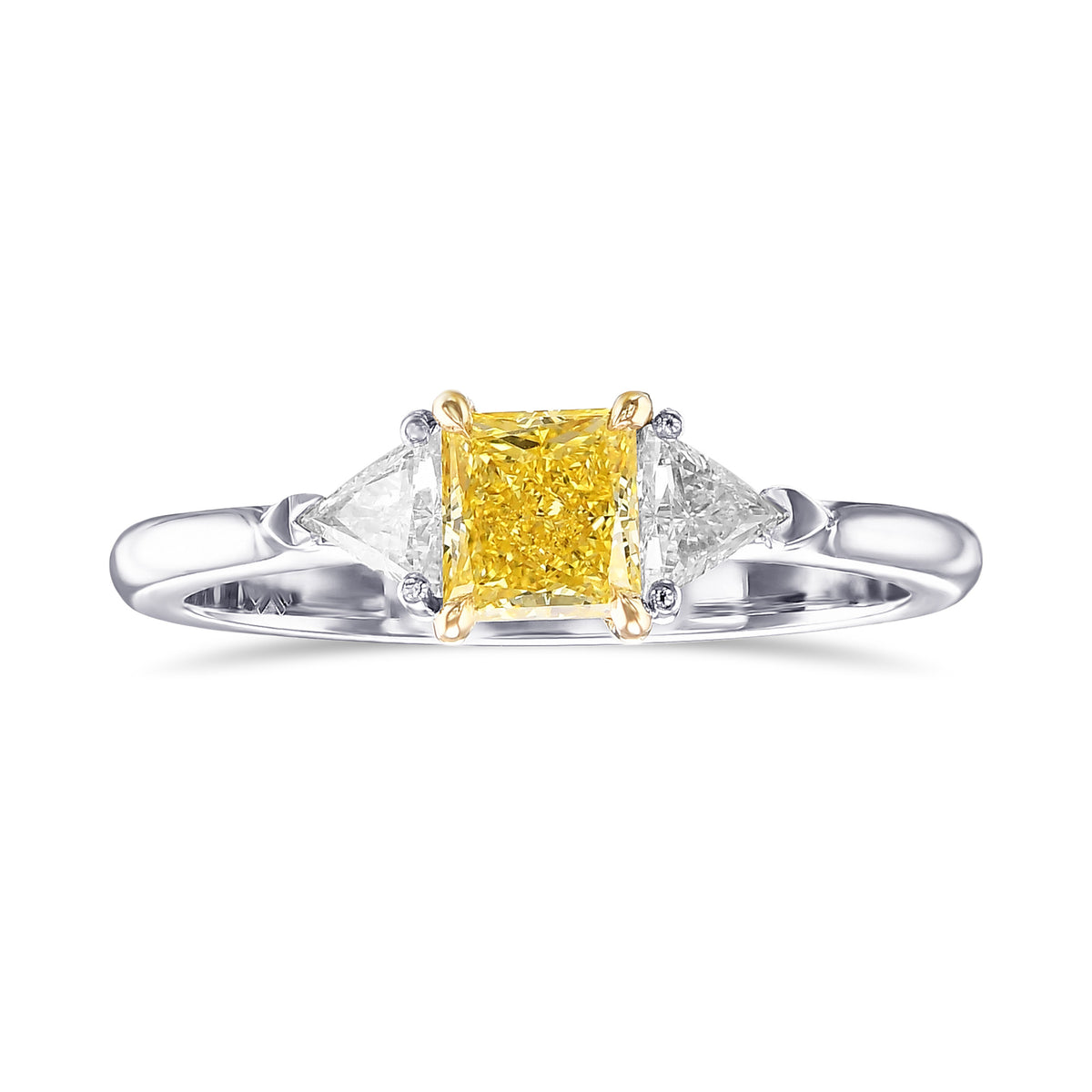Fancy Intense Yellow Princess & Triangle Diamond Wedding Ring Set