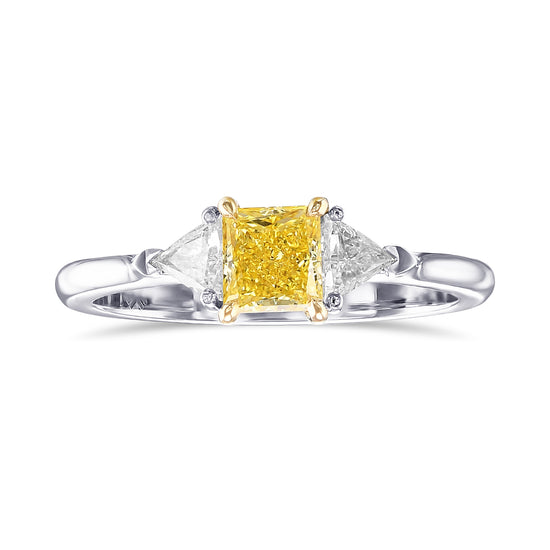 Fancy Intense Yellow Princess & Triangle Diamond Wedding Ring Set