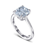 Fancy Greenish Blue Radiant Solitaire Diamond Ring