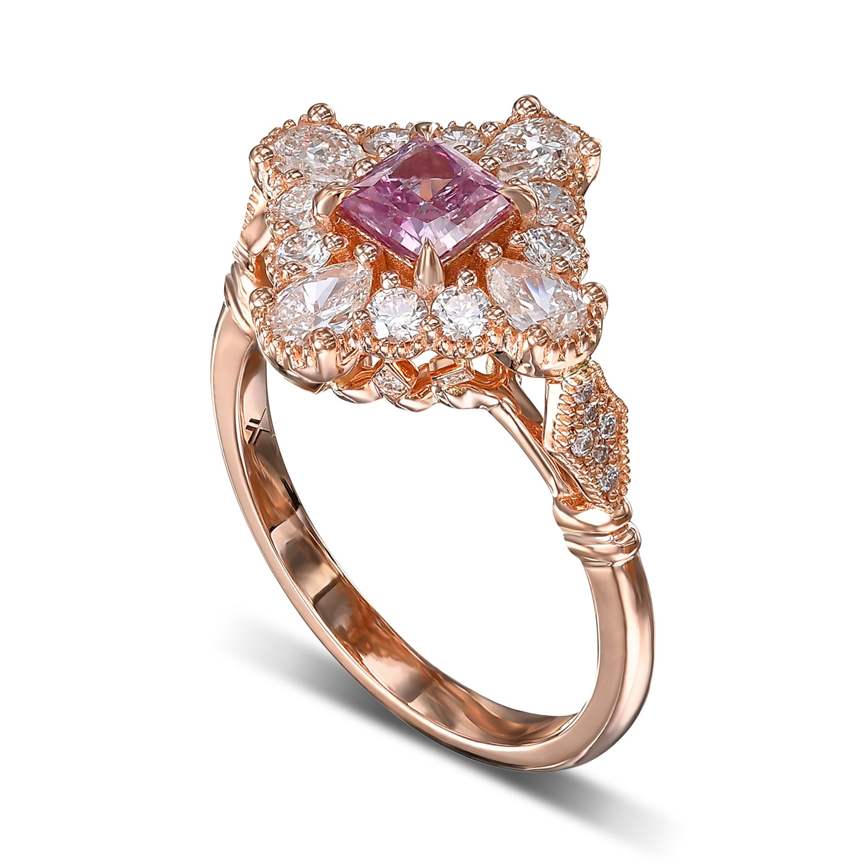 Fancy Vivid Purplish Pink Princess Extraordinary Diamond Ring
