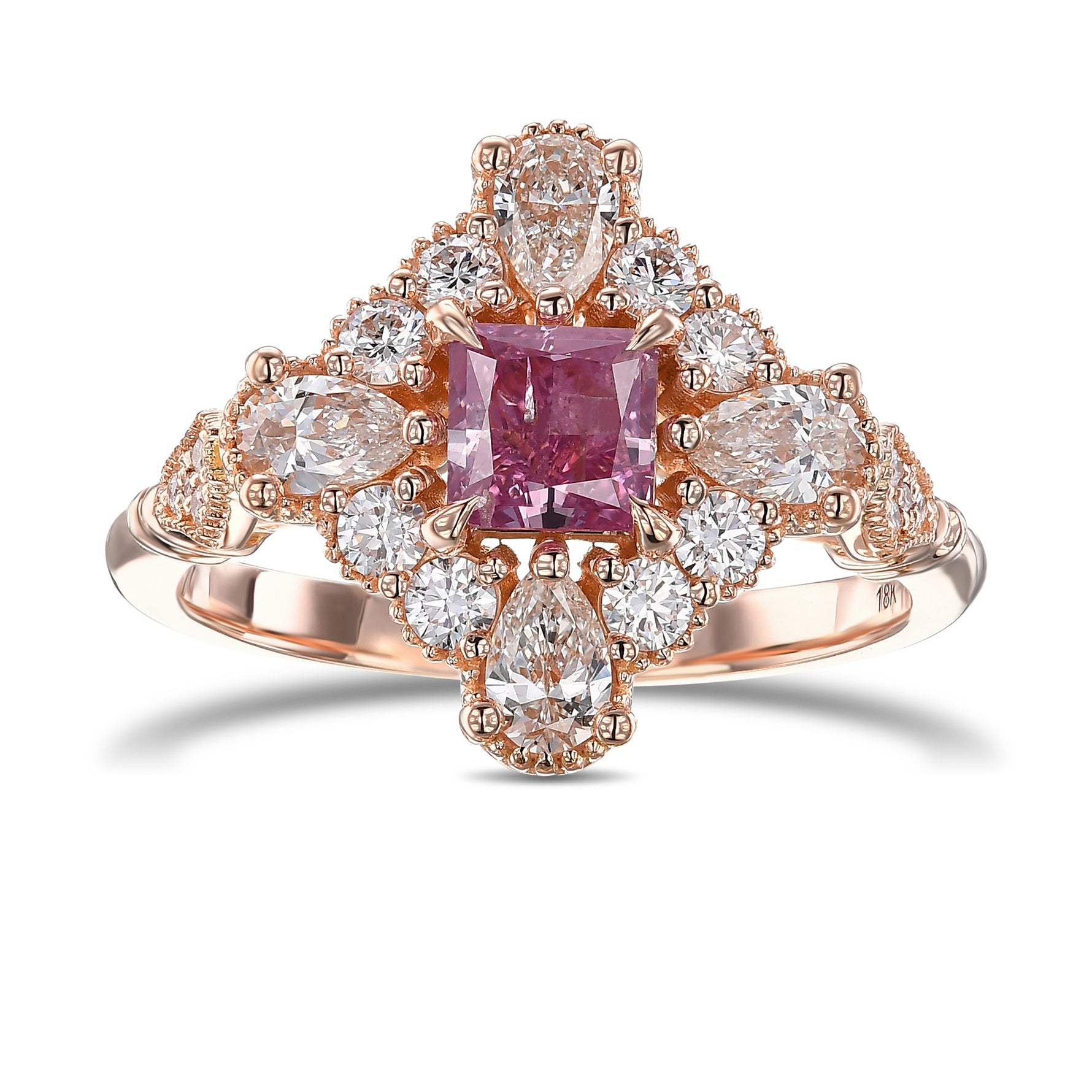Fancy Vivid Purplish Pink Princess Extraordinary Diamond Ring