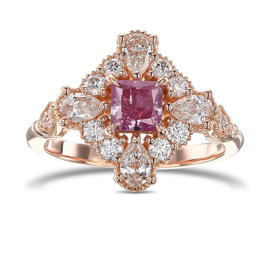 Fancy Vivid Purplish Pink Princess Extraordinary Diamond Ring
