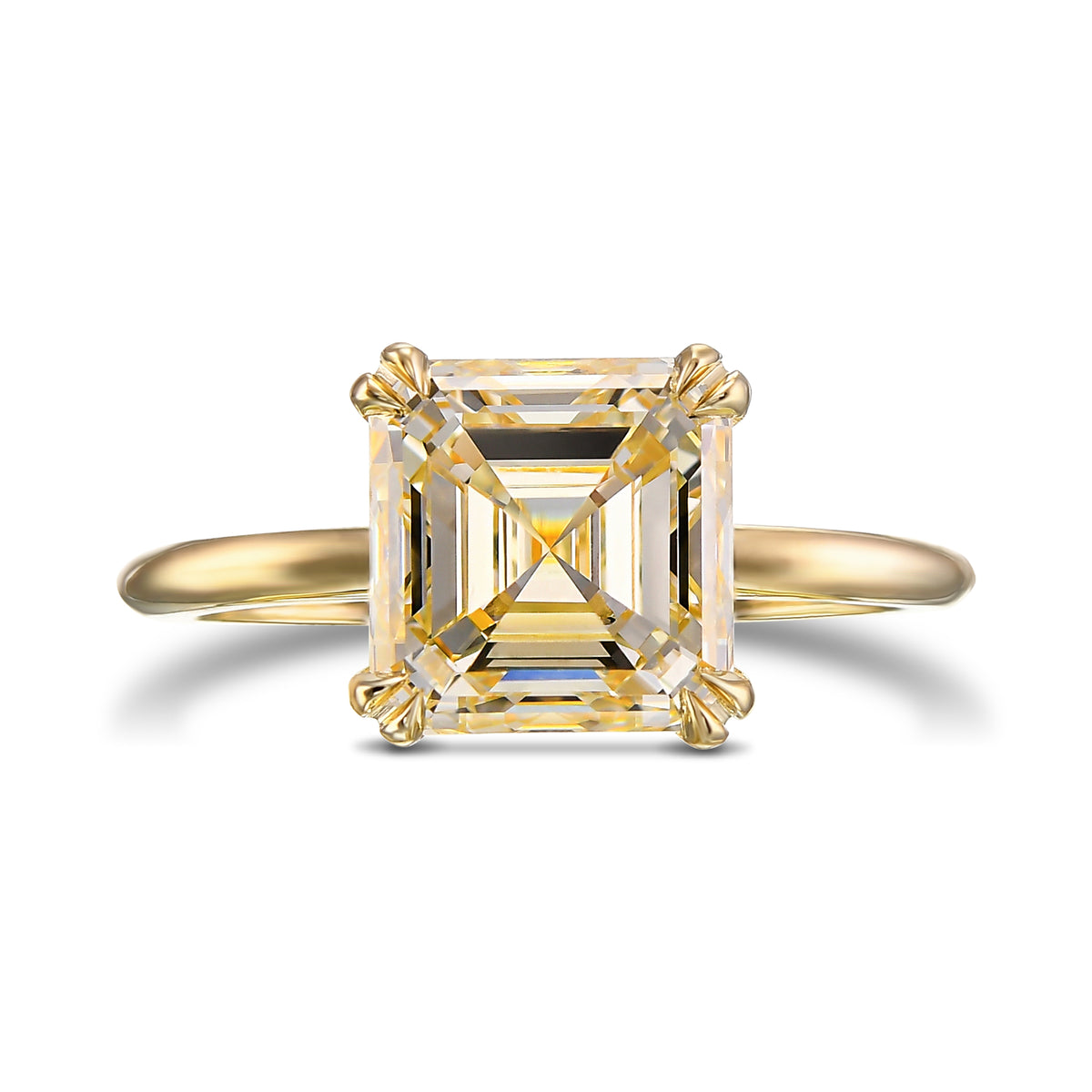 Q-R Asscher Diamond Solitaire Ring