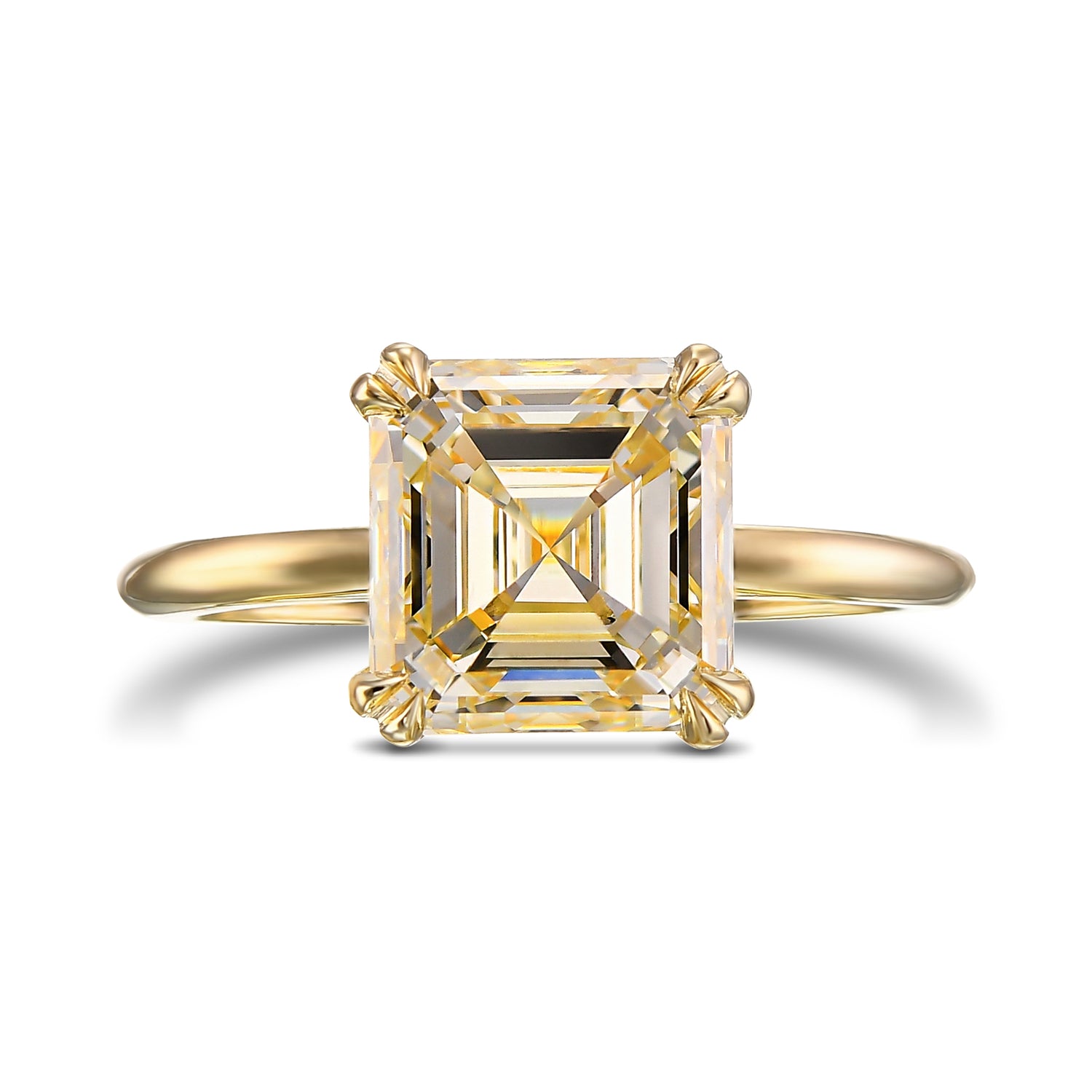 Q-R Asscher Diamond Solitaire Ring