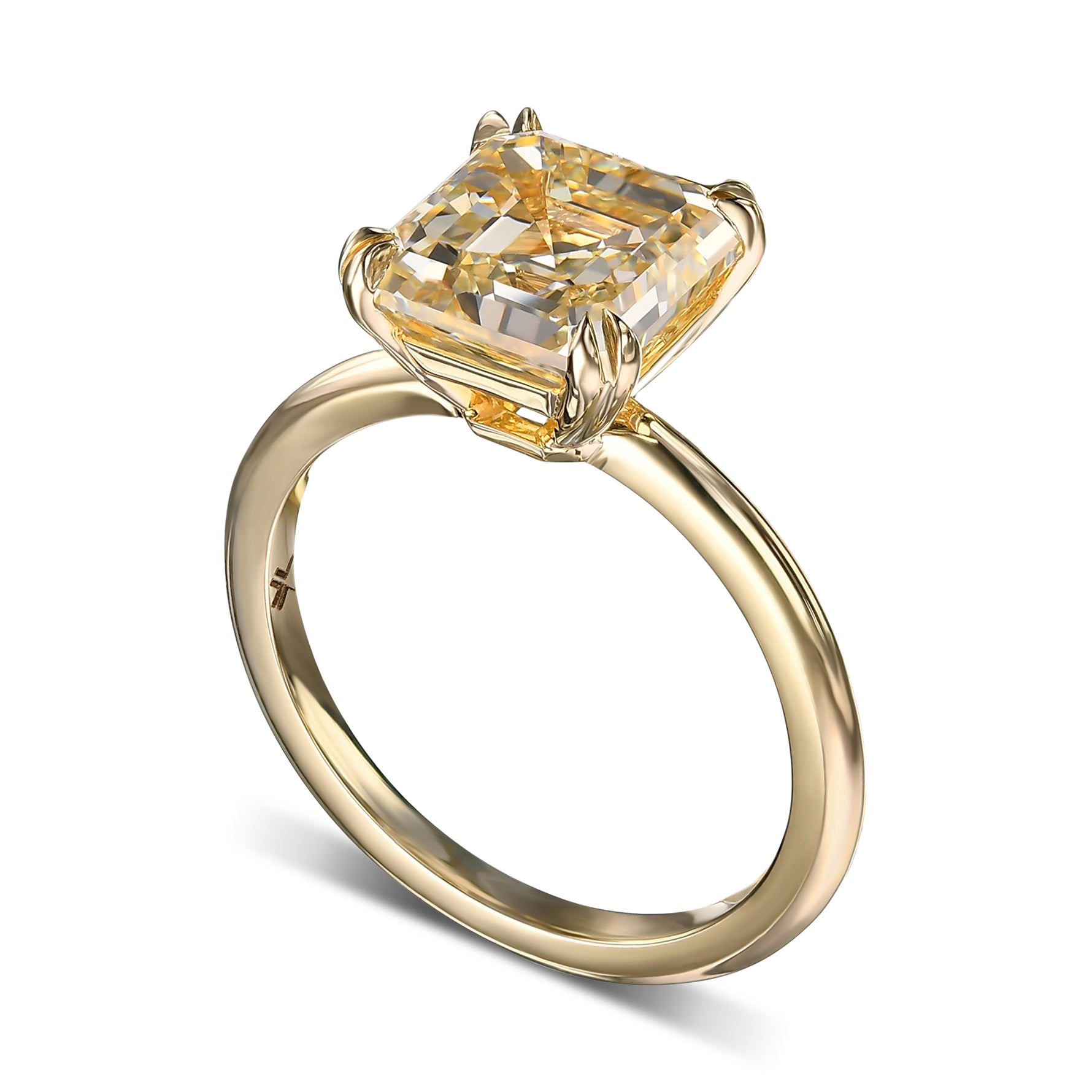Q-R Asscher Diamond Solitaire Ring