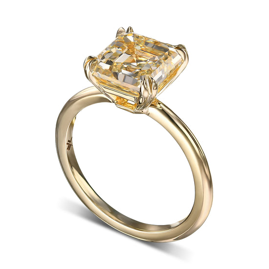 Q-R Asscher Diamond Solitaire Ring