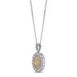Fancy Brownish Yellow Oval Double Halo Diamond Pendant
