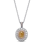 Fancy Brownish Yellow Oval Double Halo Diamond Pendant