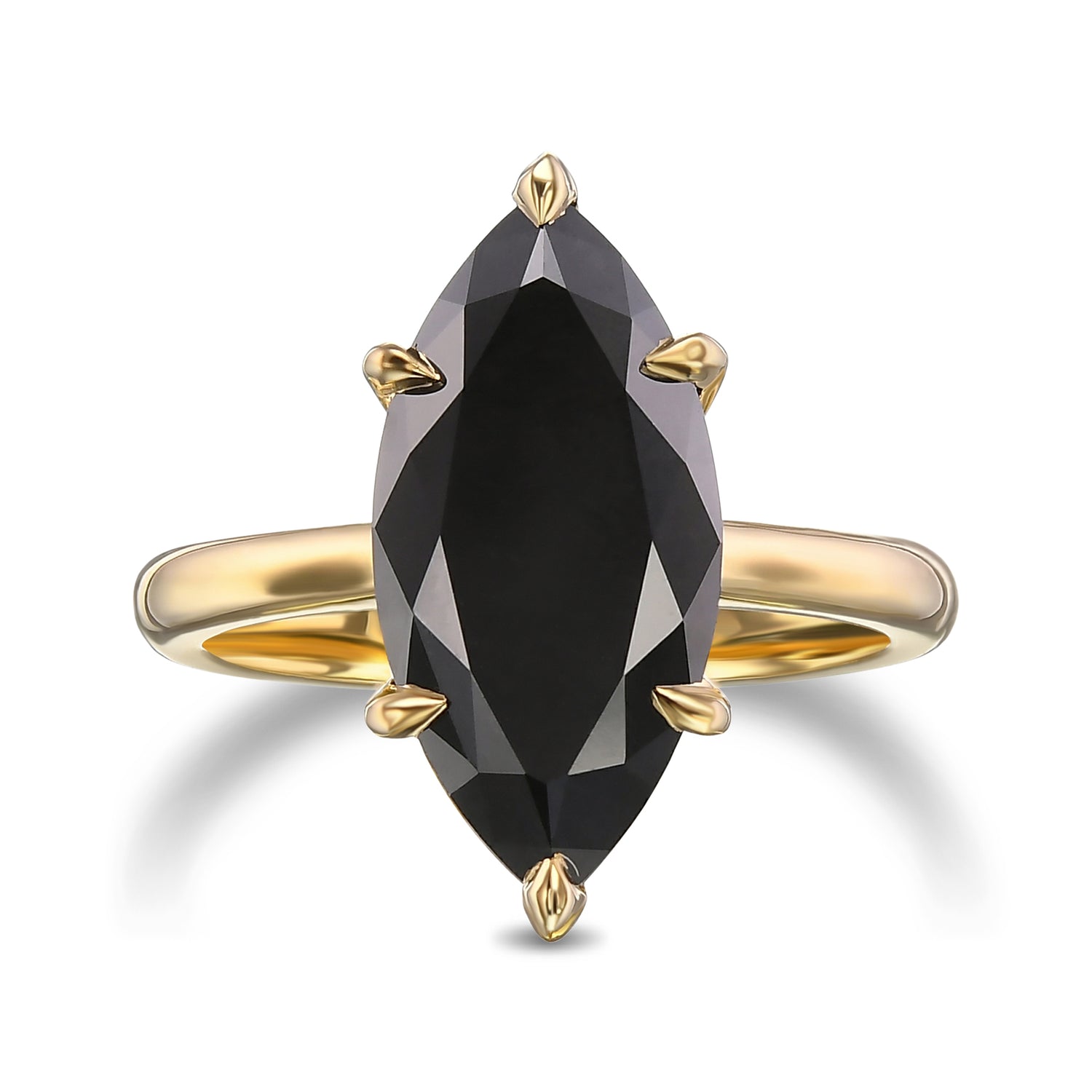 Fancy Black Marquise Solitaire Diamond Ring