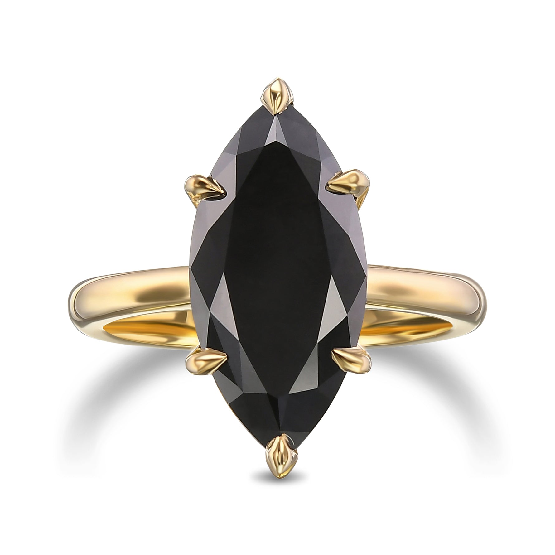 Fancy Black Marquise Solitaire Diamond Ring