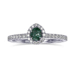 Fancy Vivid Bluish Green Pear Halo Diamond Ring