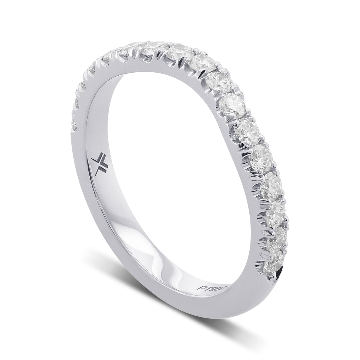 Contoured Open Pave Diamond Wedding Band