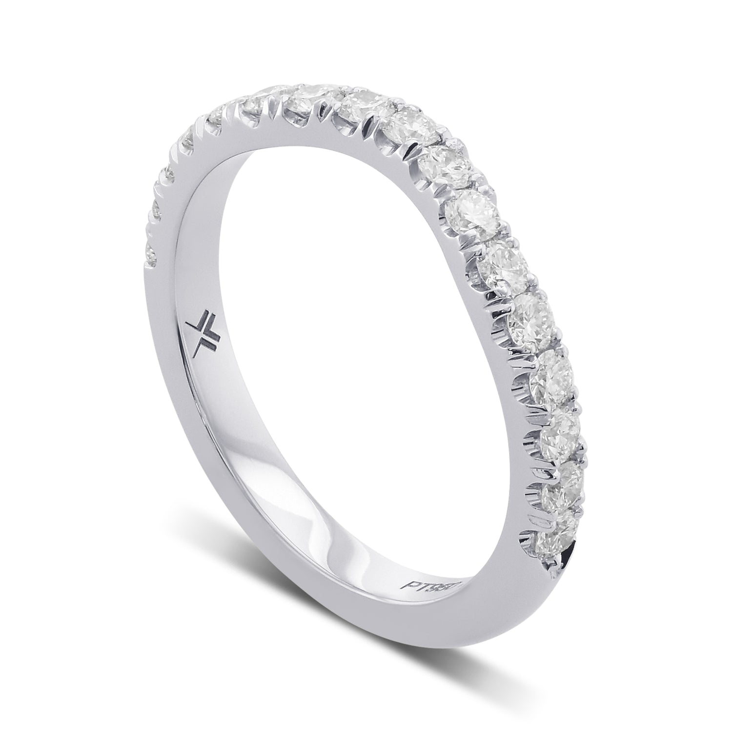 Contoured Open Pave Diamond Wedding Band