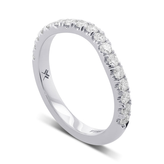 Contoured Open Pave Diamond Wedding Band