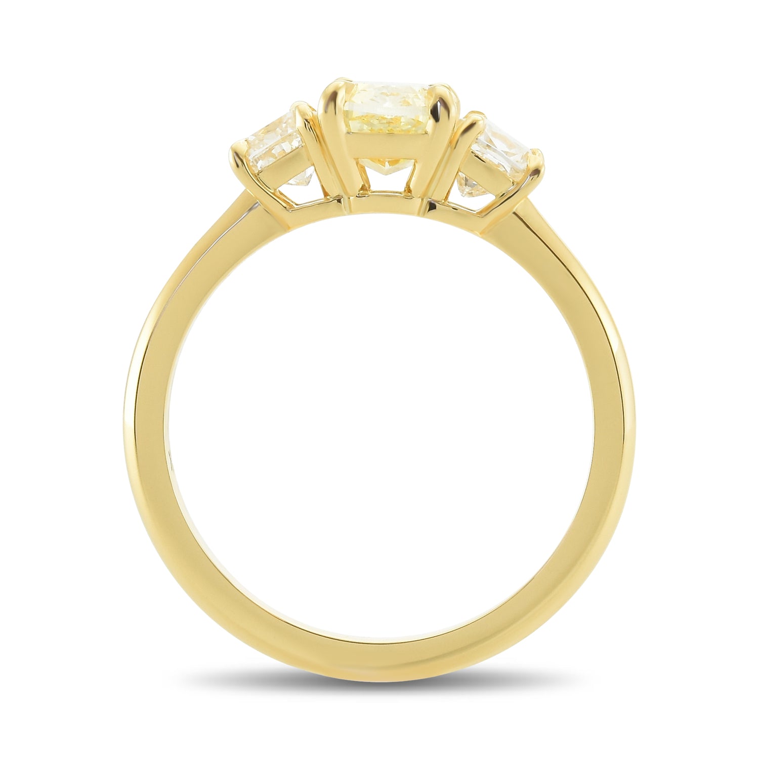 Fancy Yellow Cushion 3-Stone Diamond Ring