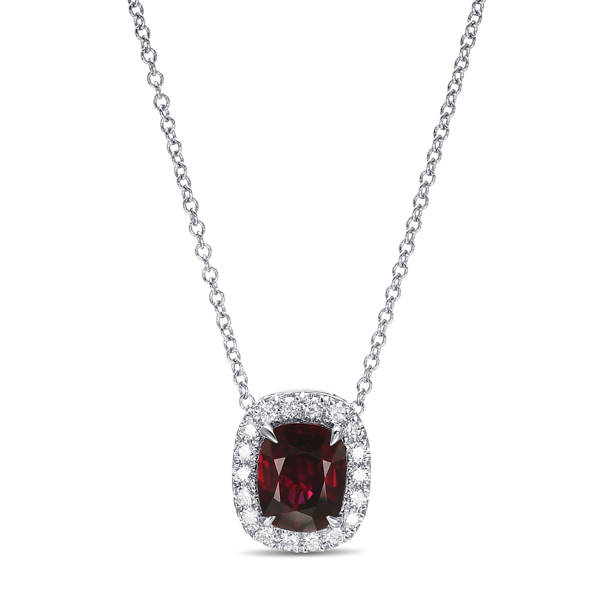 Burmese Pigeon Blood Cushion Ruby Halo Pendant