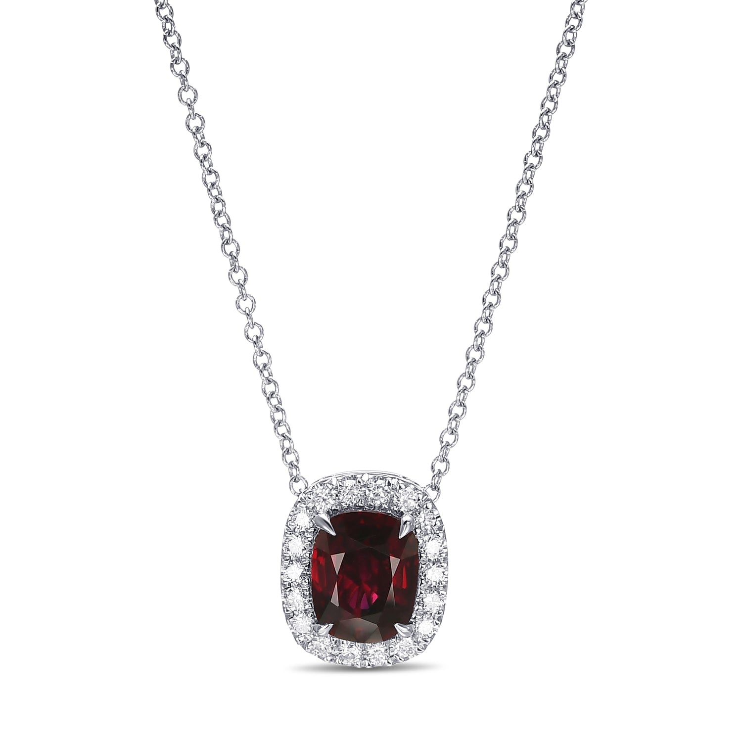 Burmese Pigeon Blood Cushion Ruby Halo Pendant