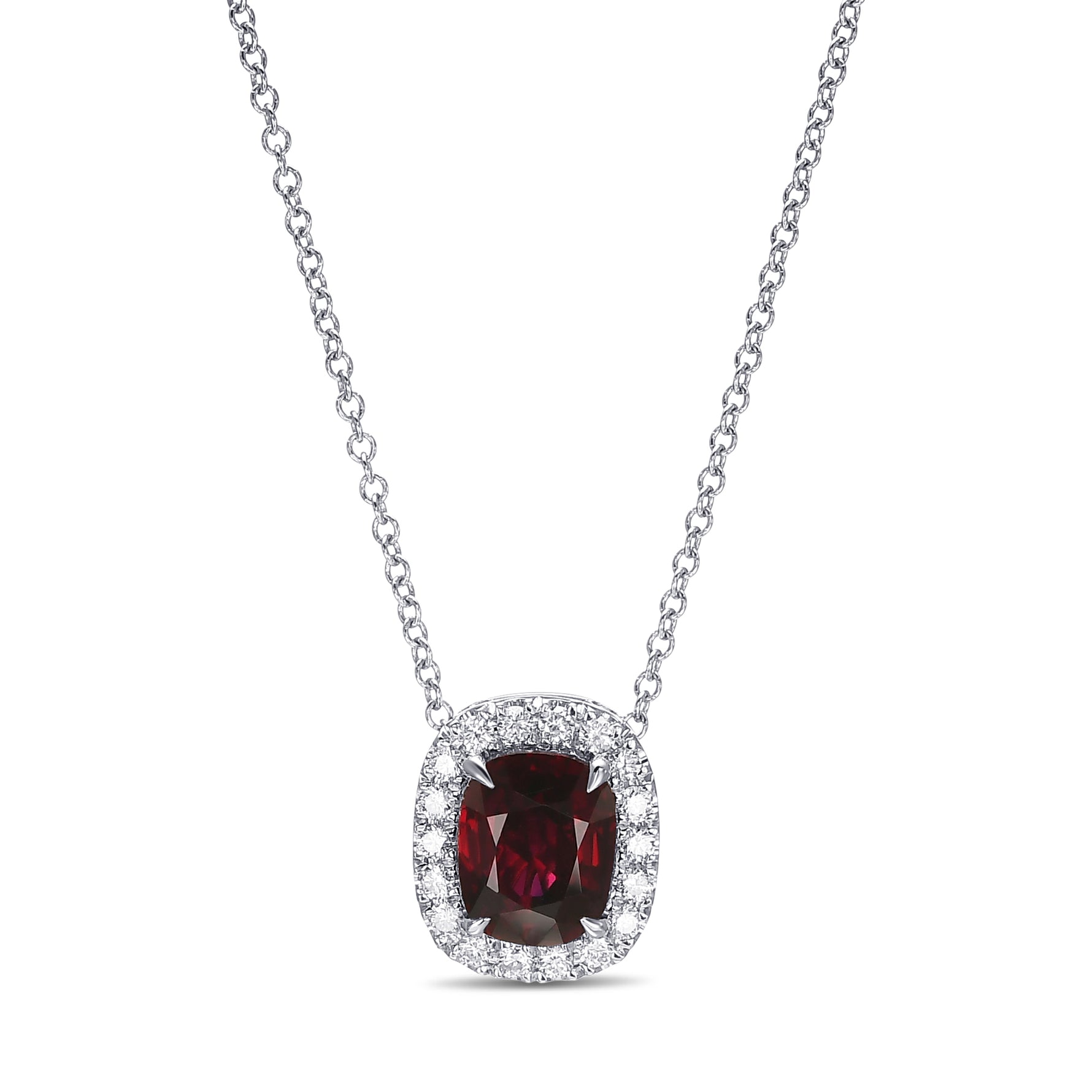 Burmese Pigeon Blood Cushion Ruby Halo Pendant
