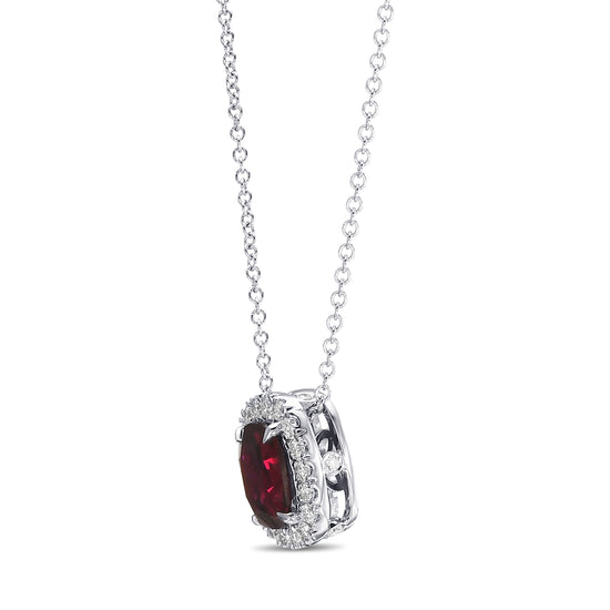 Burmese Pigeon Blood Cushion Ruby Halo Pendant
