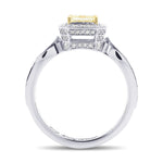 Light Yellow Princess Halo Diamond Ring