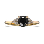 Fancy Black Round Diamond Side-stone Ring