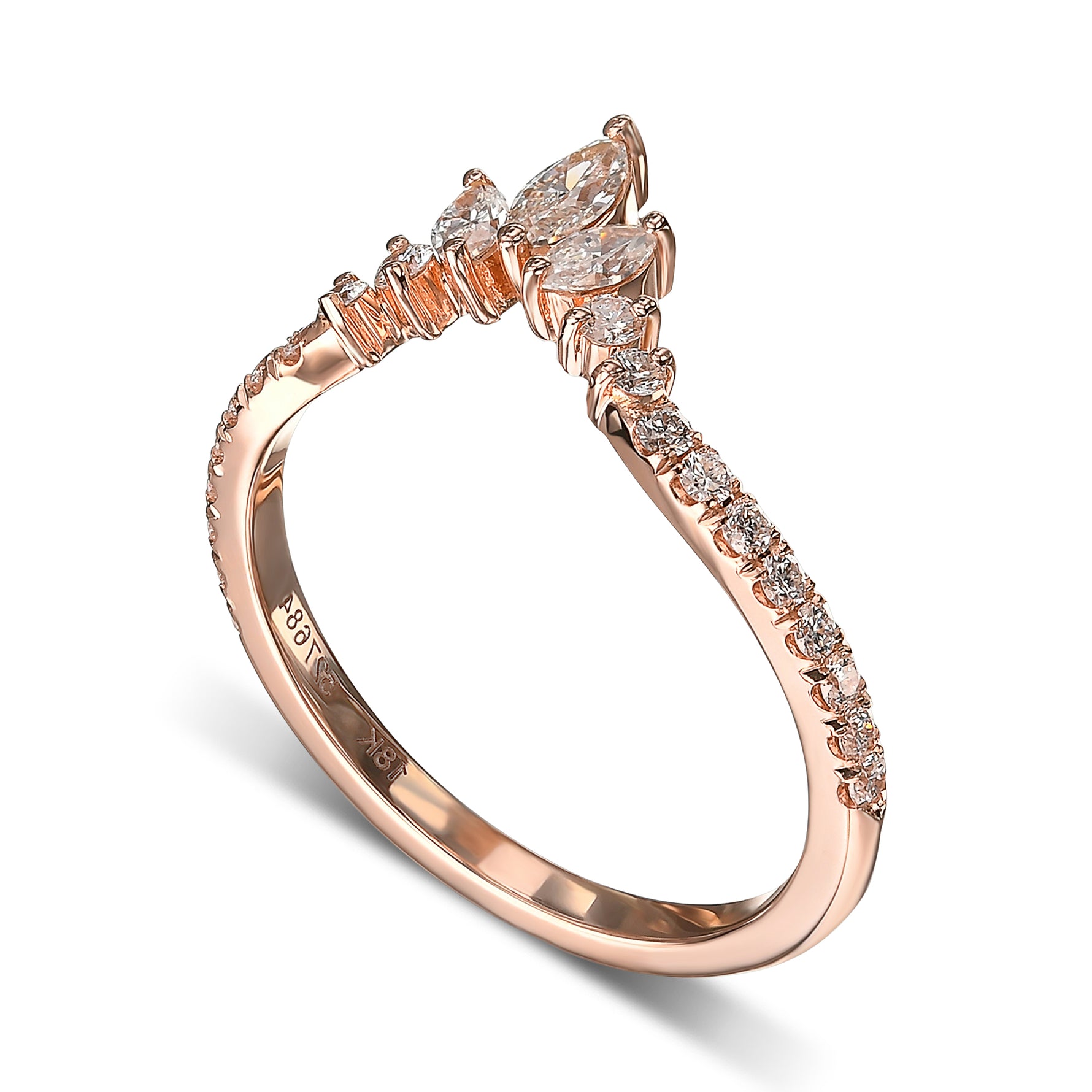 Marquise Diamond Contoured Wedding Ring