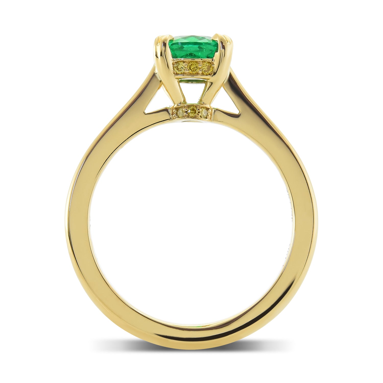 Round Colombian Emerald Solitaire Ring