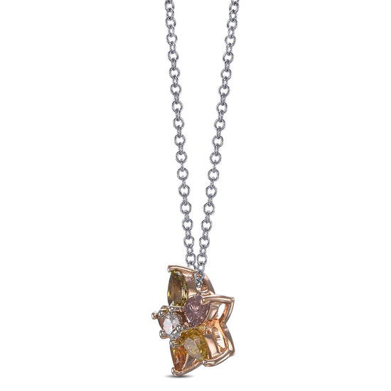 Flower Motif Mix Color Pear Diamond Pendant