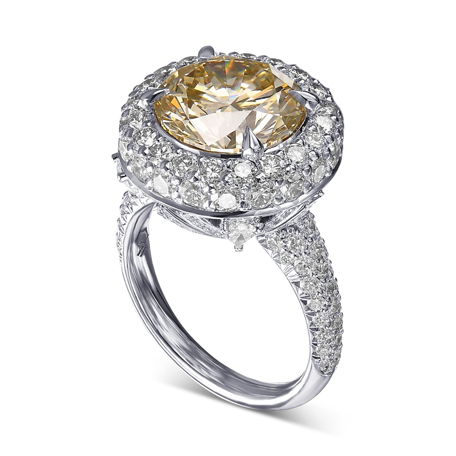 Fancy Light Brownish Yellow Round Halo Diamond Ring