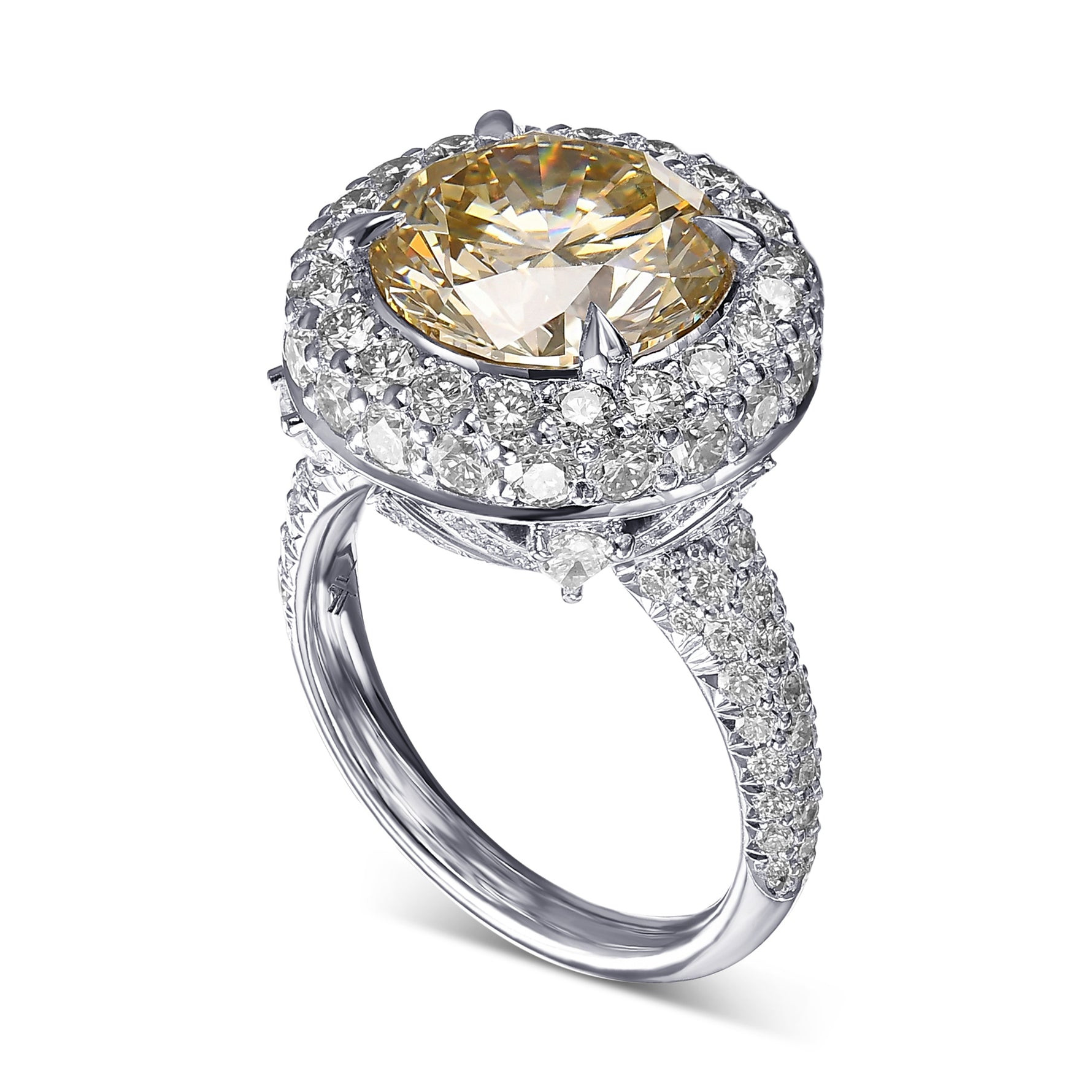 Fancy Light Brownish Yellow Round Halo Diamond Ring