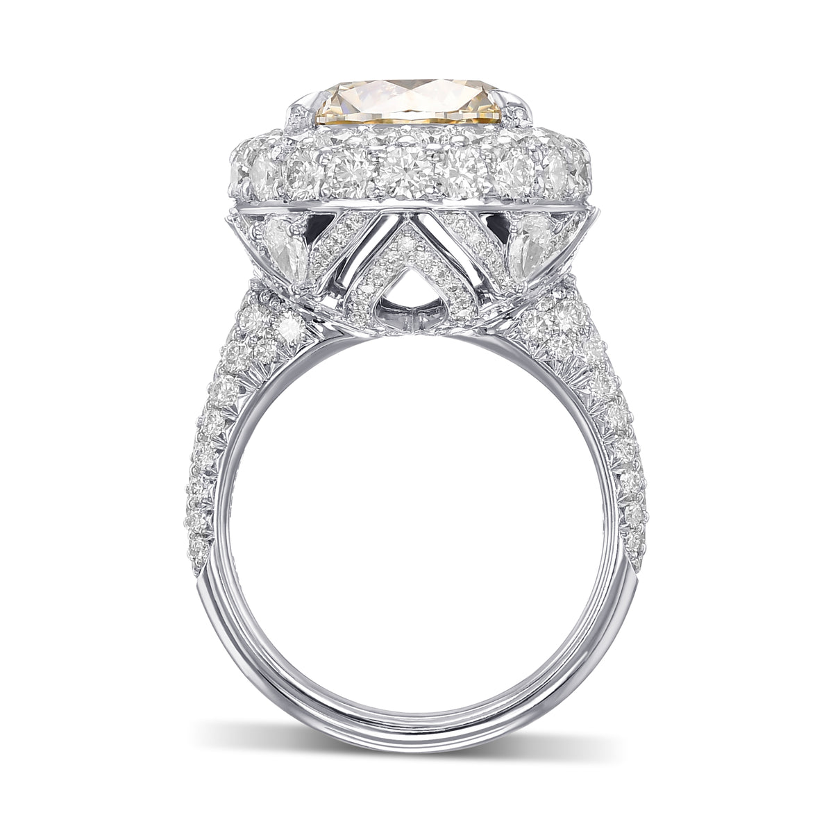 Fancy Light Brownish Yellow Round Halo Diamond Ring