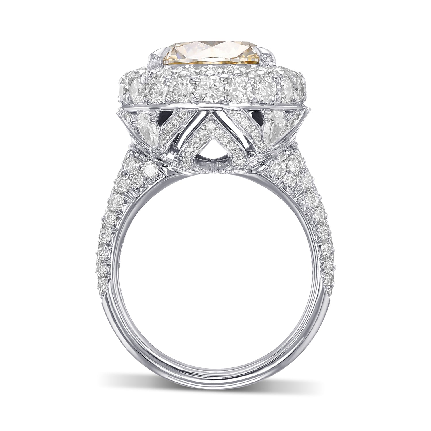 Fancy Light Brownish Yellow Round Halo Diamond Ring