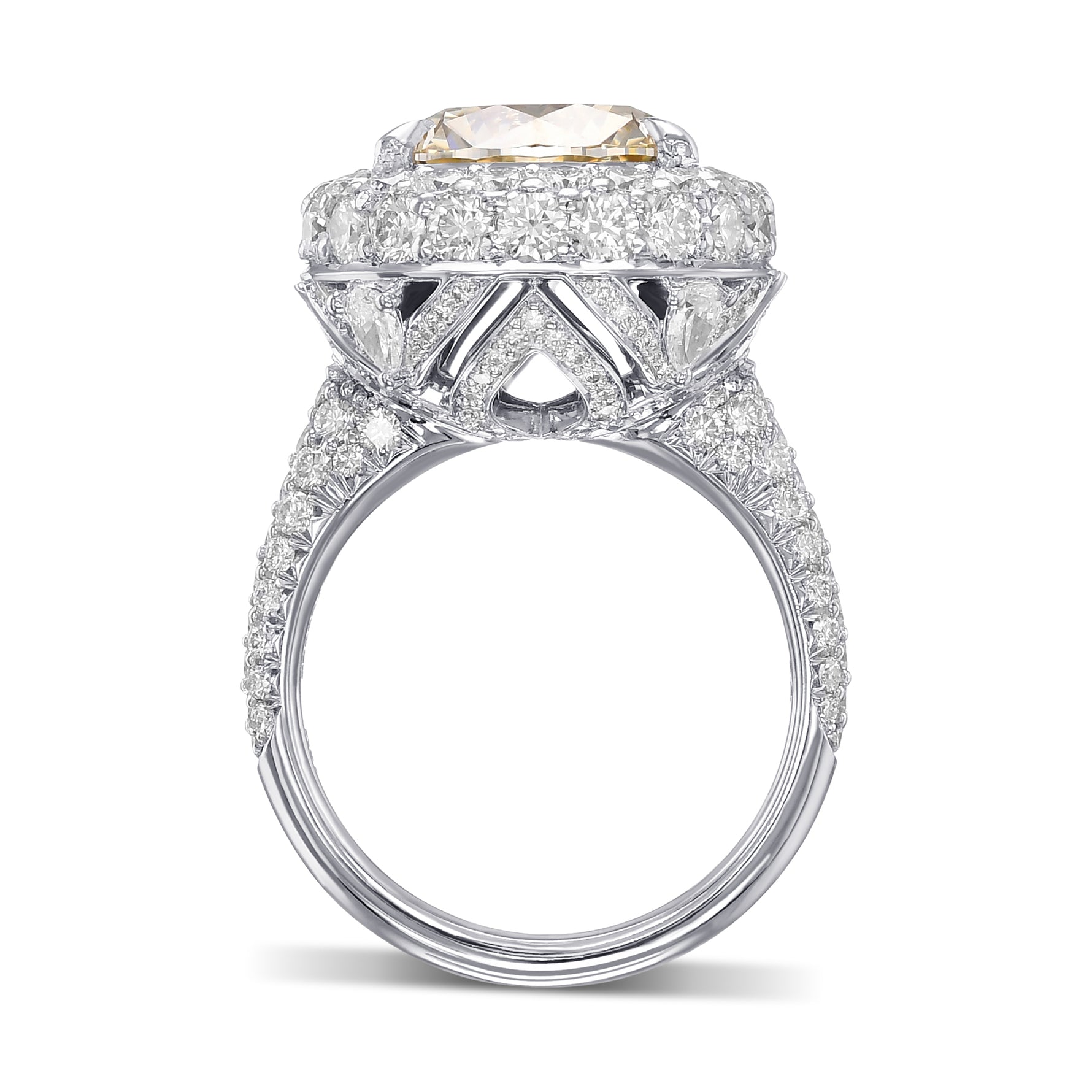 Fancy Light Brownish Yellow Round Halo Diamond Ring