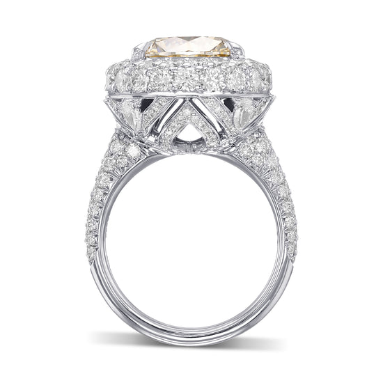 Fancy Light Brownish Yellow Round Halo Diamond Ring