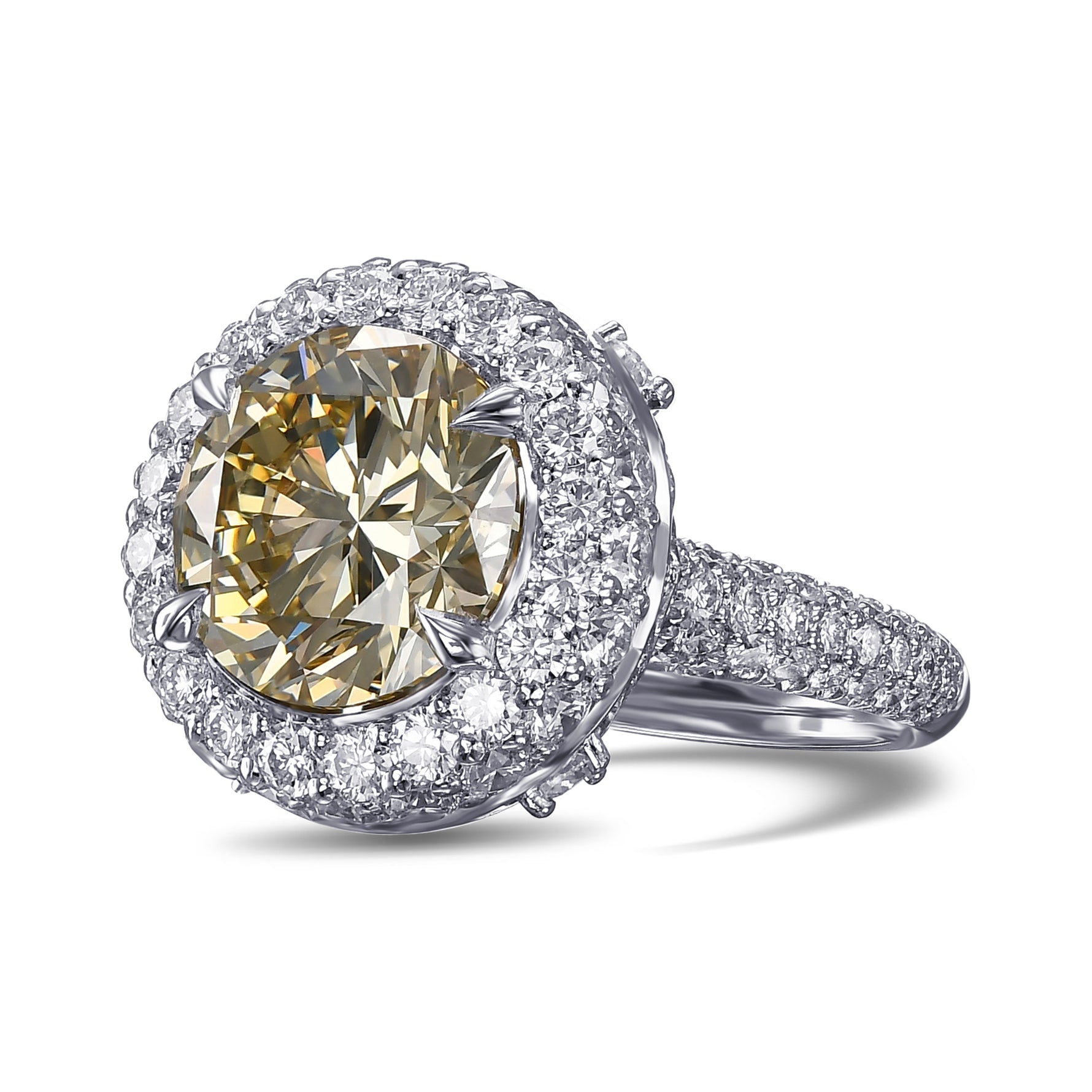 Fancy Light Brownish Yellow Round Halo Diamond Ring