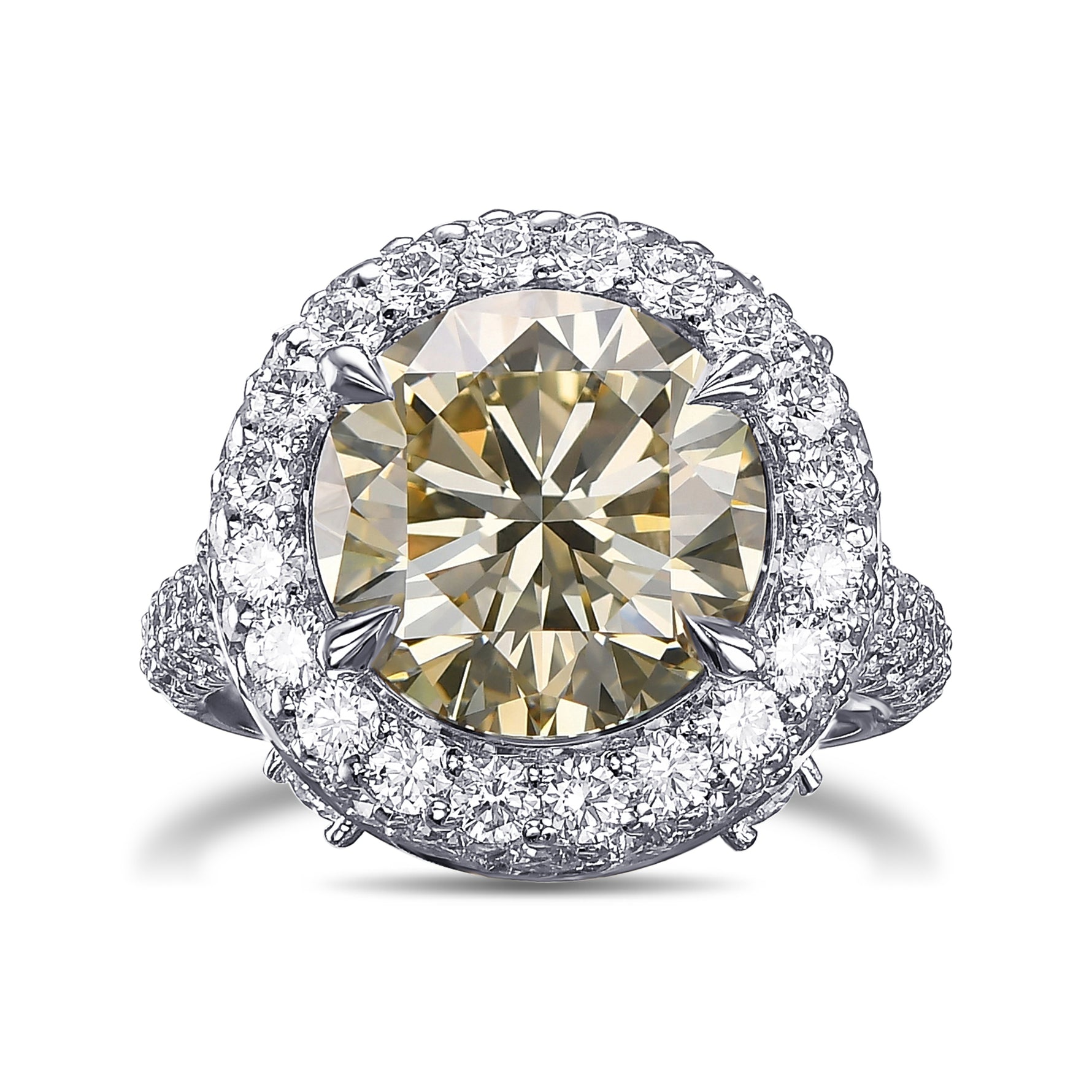 Fancy Light Brownish Yellow Round Halo Diamond Ring