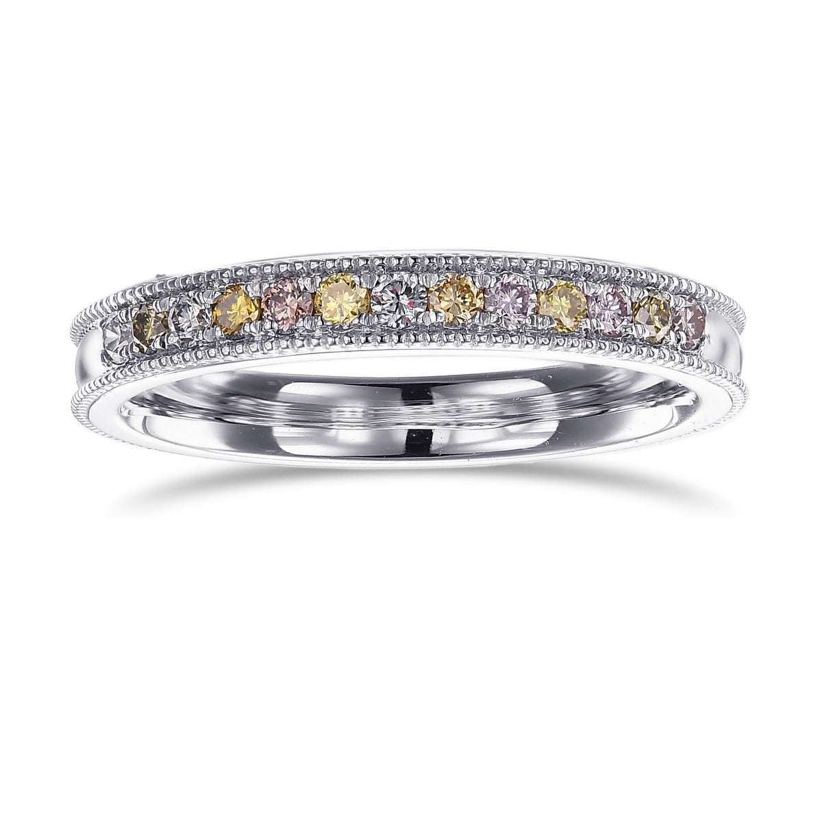 Multicolored Round Brilliant Diamond Band Ring 