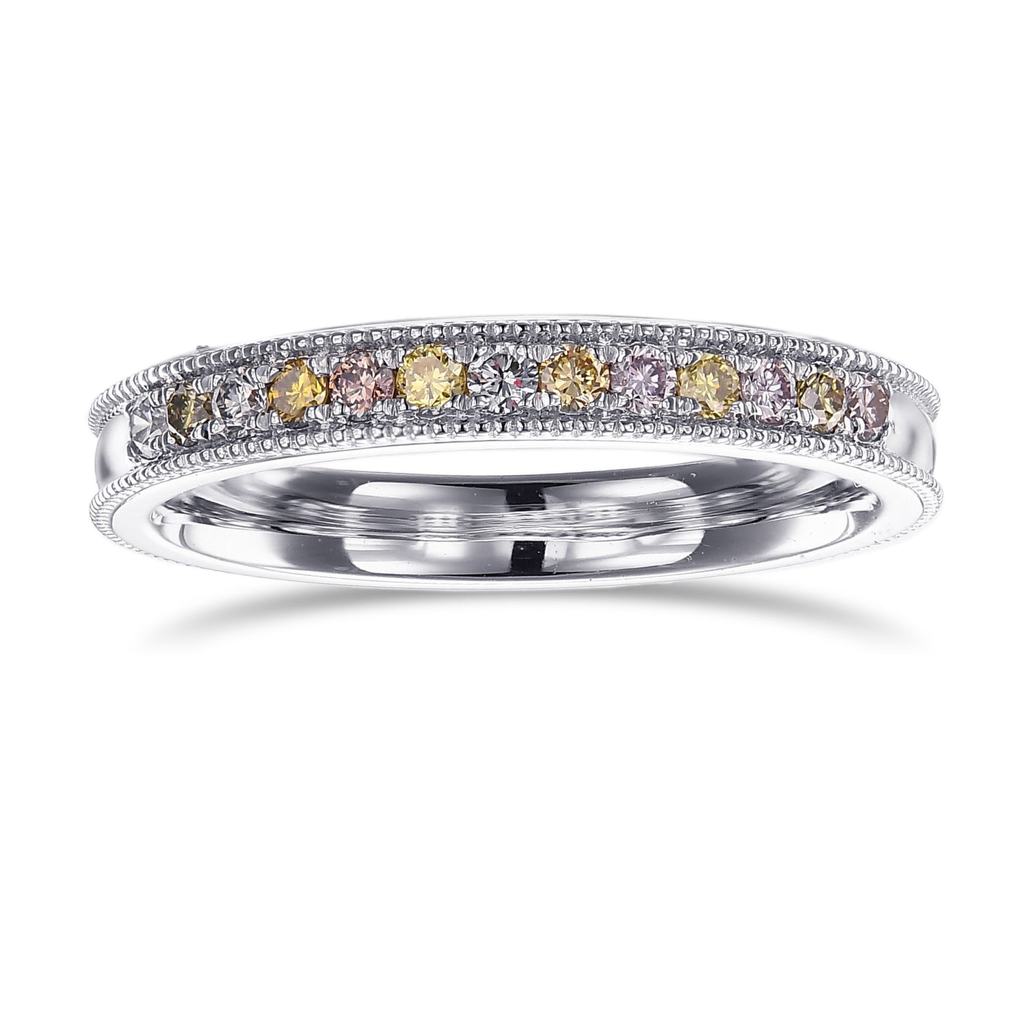 Multicolored Round Brilliant Diamond Band Ring 