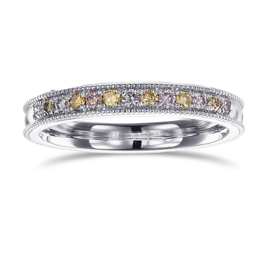 Multicolored Round Brilliant Diamond Band Ring 