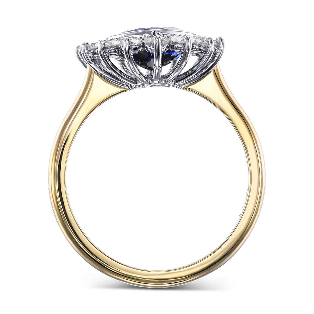 Sapphire Heart & Diamond Halo Ring