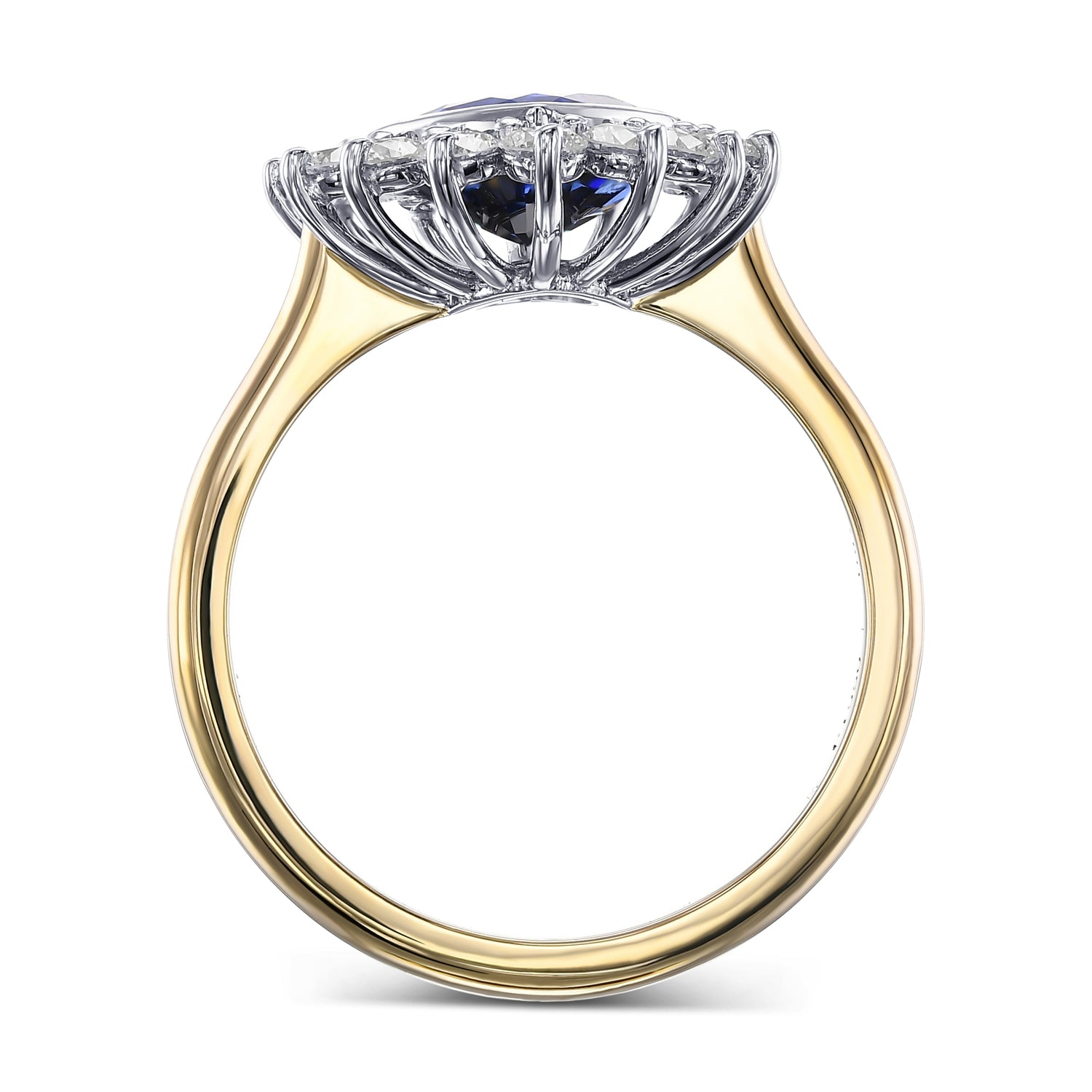 Sapphire Heart & Diamond Halo Ring