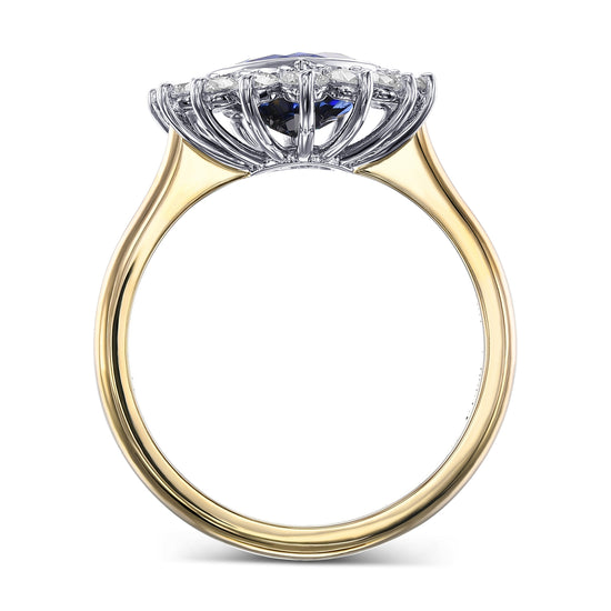 Sapphire Heart & Diamond Halo Ring