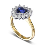 Sapphire Heart & Diamond Halo Ring