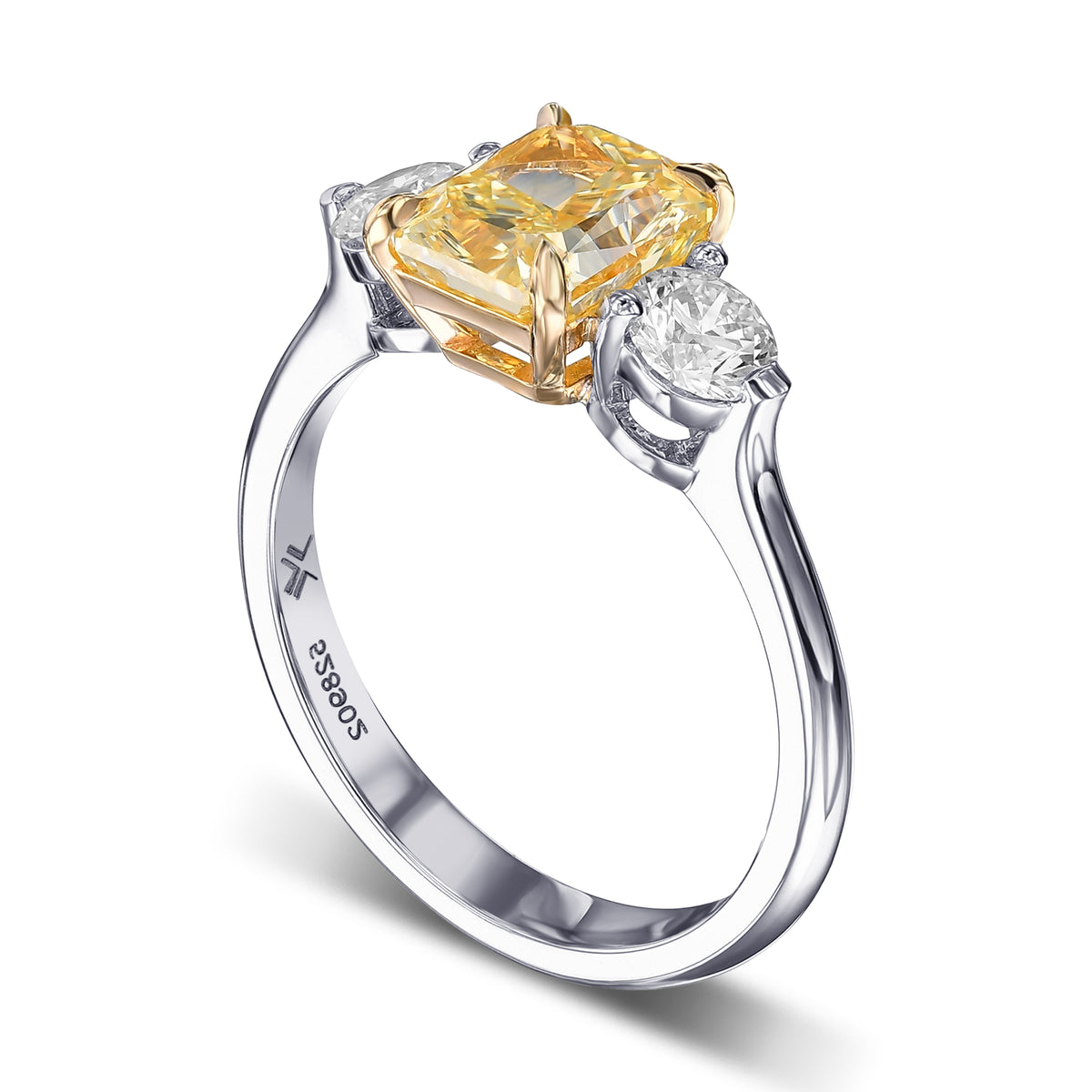 Fancy Yellow Radiant & Round 3-stone Ring