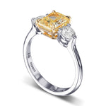 Fancy Yellow Radiant & Round 3-stone Ring