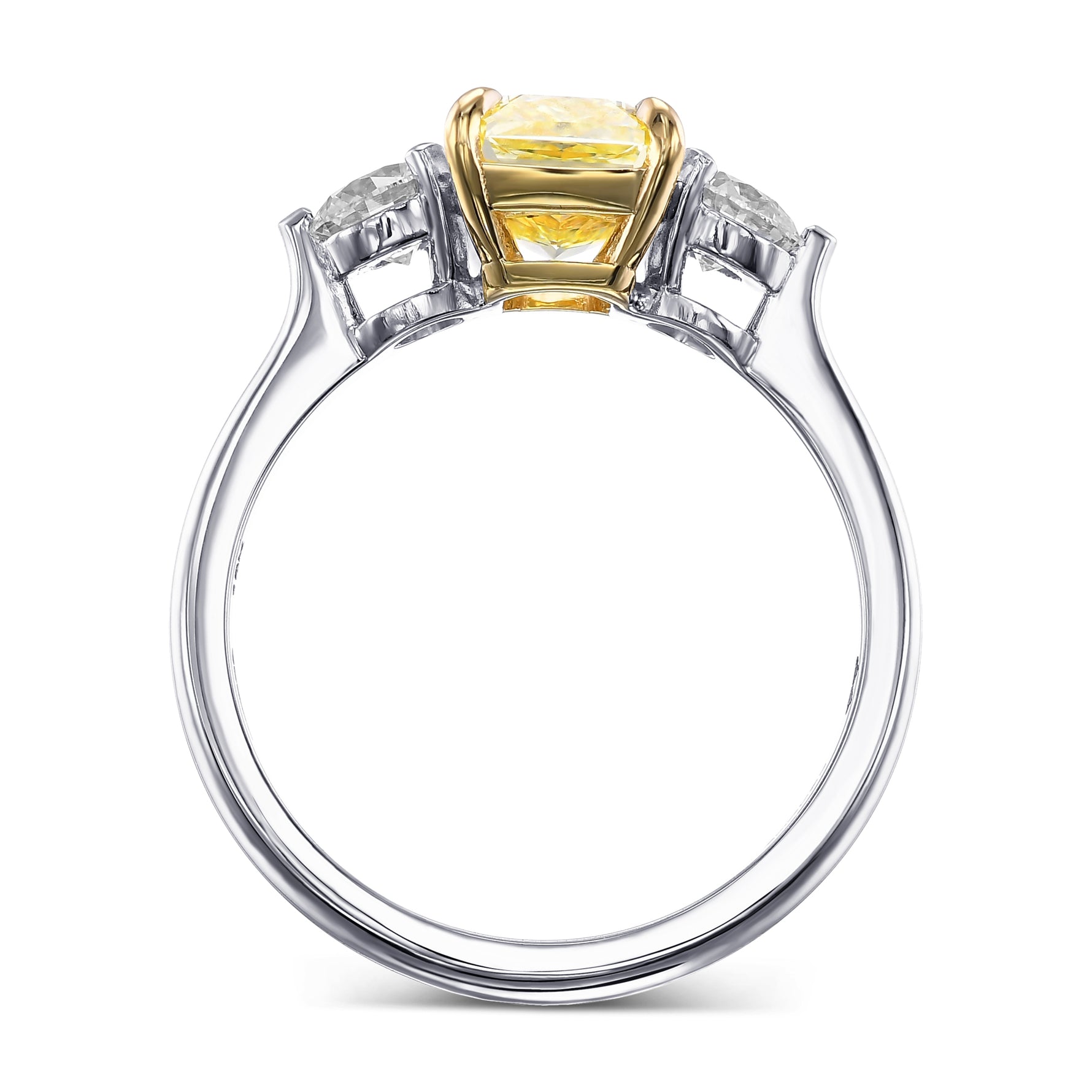 Fancy Yellow Radiant & Round 3-stone Ring