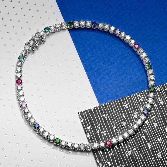 Multi-Color Diamond & Gemstone Bracelet  