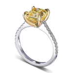 Fancy Intense Yellow Radiant Side-stone Diamond Ring 